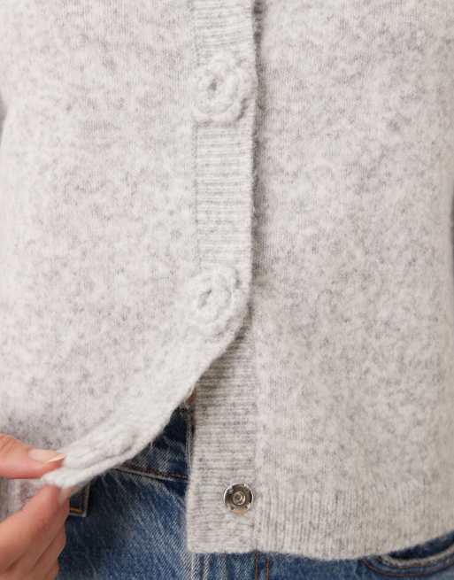 JDY – Ljusgrå kofta med rosknappar, 3 av 4