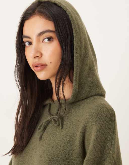 JDY – Lockerer Strick-Kapuzenpullover in Khaki, Kombiteil, 4 von 4