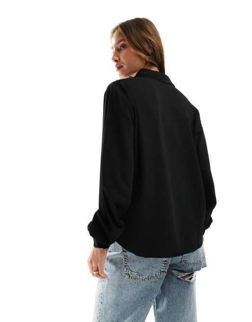 JDY long sleeve blouse in black, 3 of 4