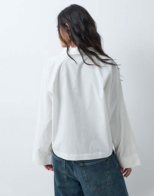 JDY long sleeve boxy shirt in white, 5 of 5