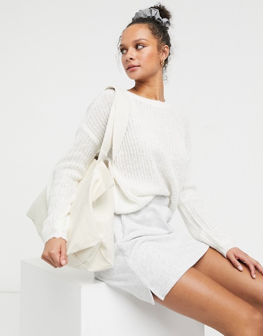 JDY long sleeve knitted jumper in white