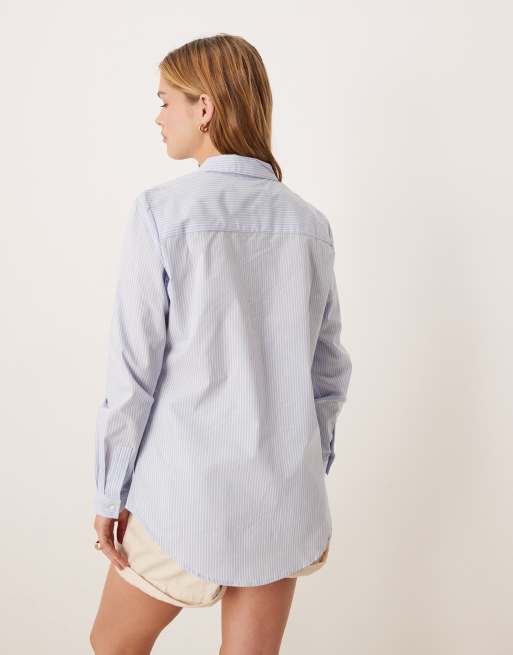 JDY long sleeve shirt in light blue stripes, 3 of 4
