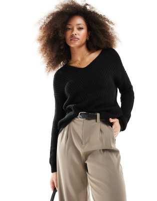 JDY long sleeve slouchy jumper in black