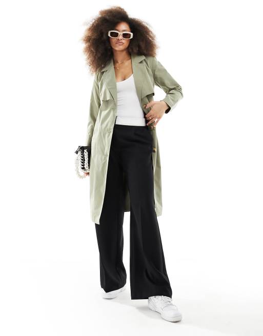 JDY long trench in light green | ASOS