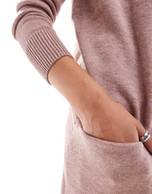 JDY longline cardigan in dusky pink ASOS