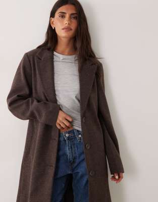 Jdy Longline Coat In Brown