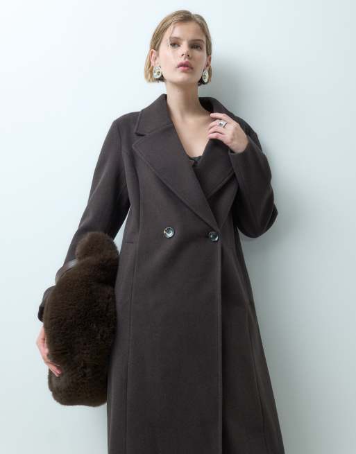 JDY longline formal coat in chocolate brown, 3 of 5