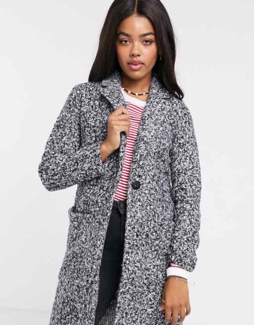 JDY longline jacket in grey boucle mix