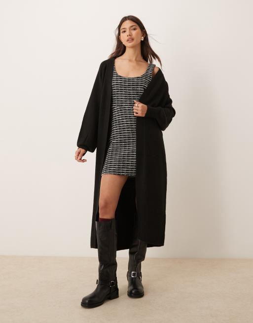 JDY longline knitted cardigan in black ASOS