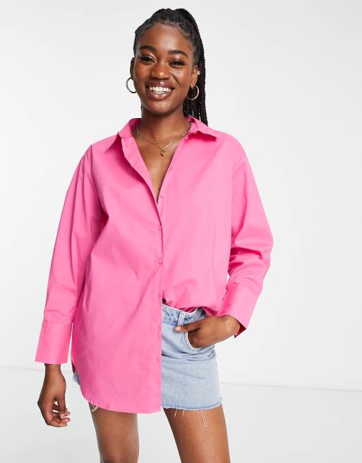 Bright pink hot sale oversized shirt