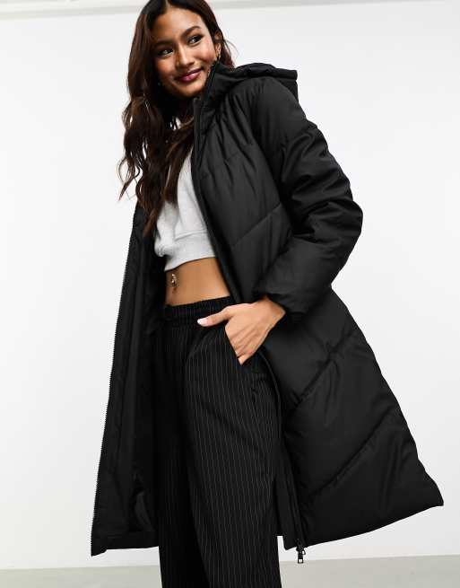 Asos black padded clearance coat