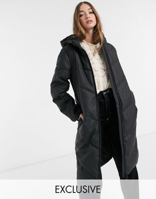 JDY longline padded coat in black | ASOS