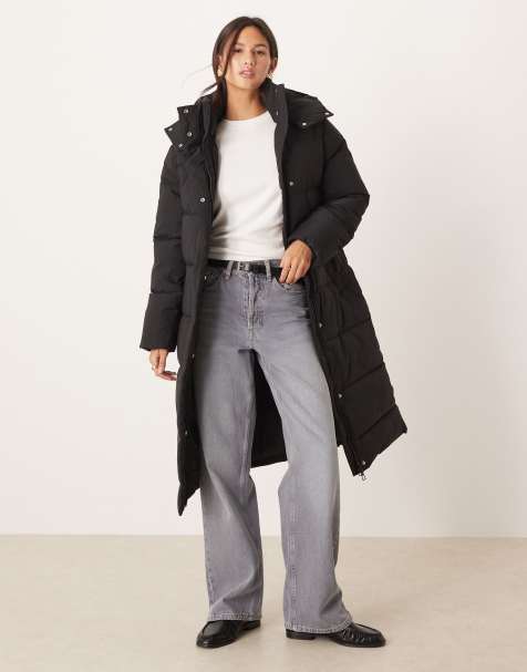 JDY longline padded coat in black - view 1