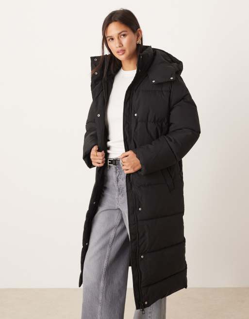 JDY longline padded coat in black, 4 of 4