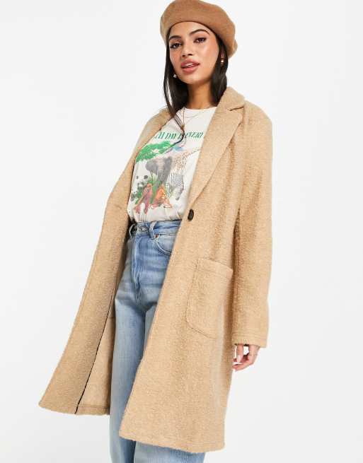 JDY longline textured jacket in beige | ASOS