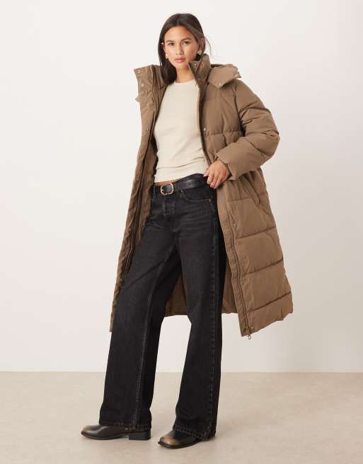 JDY lonling padded coat in brown