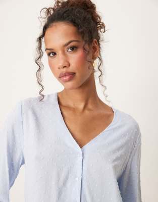 Jdy Loose Fit Blouse With Textured Details In Blue