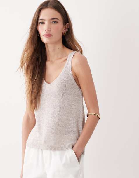 JDY loose fit knit vest in beige
