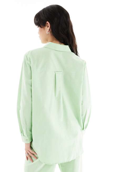 JDY loose fit shirt co-ord light green pinstripe, 2 of 4