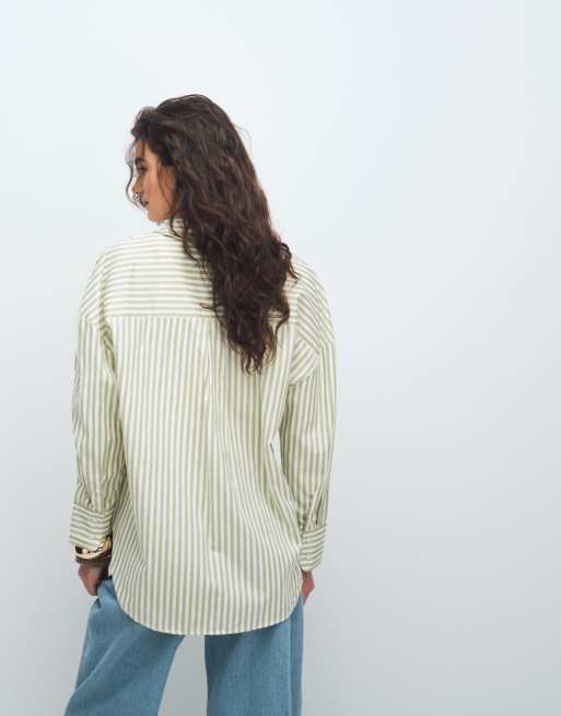 JDY loose fit shirt in green stripe, 4 of 11
