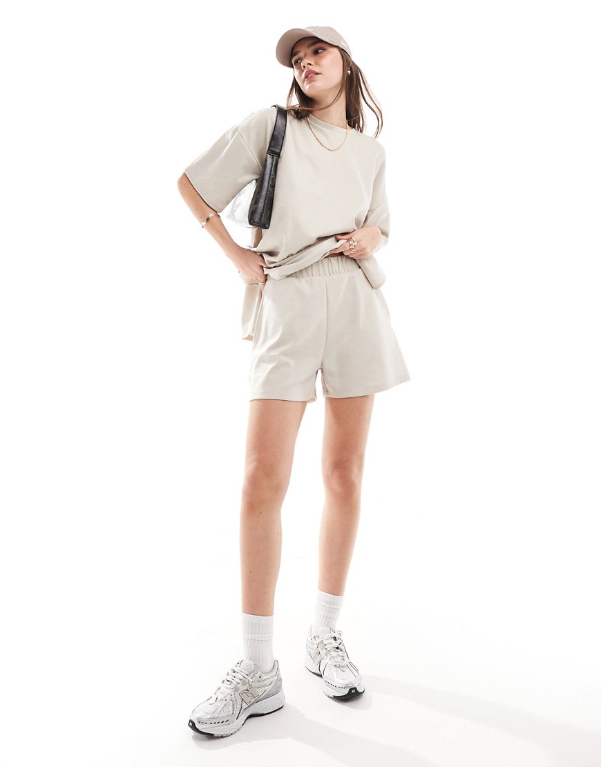 loose fit shorts in stone - part of a set-Neutral