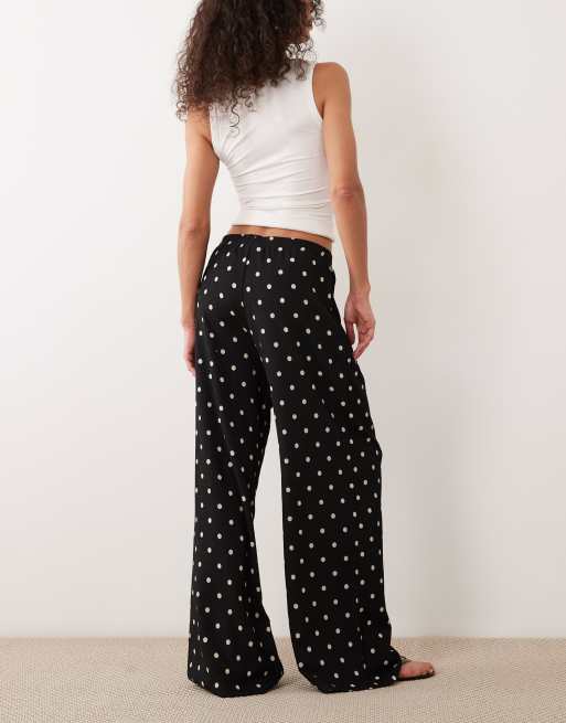 JDY loose fit textured trousers in black polka dot, 5 of 5