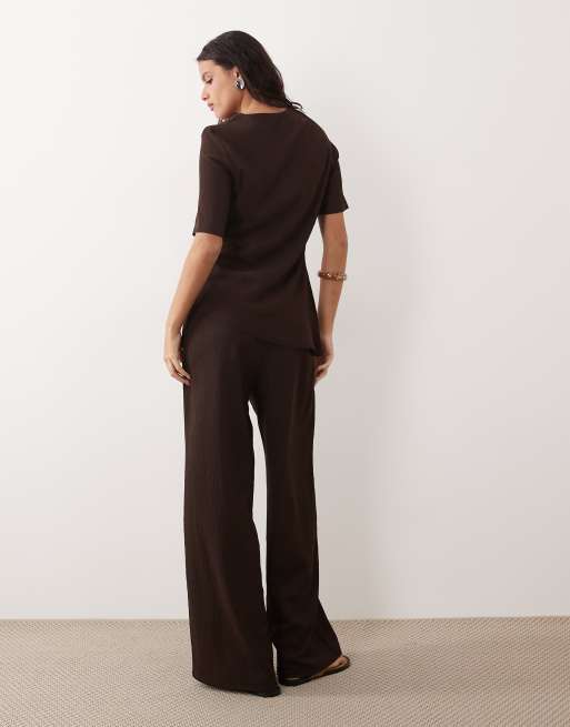JDY loose pants in chocolate brown (part of a set), 4 of 5