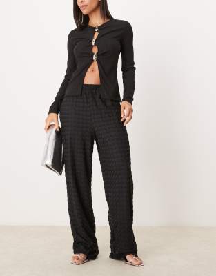 JDY loose textured trousers in black