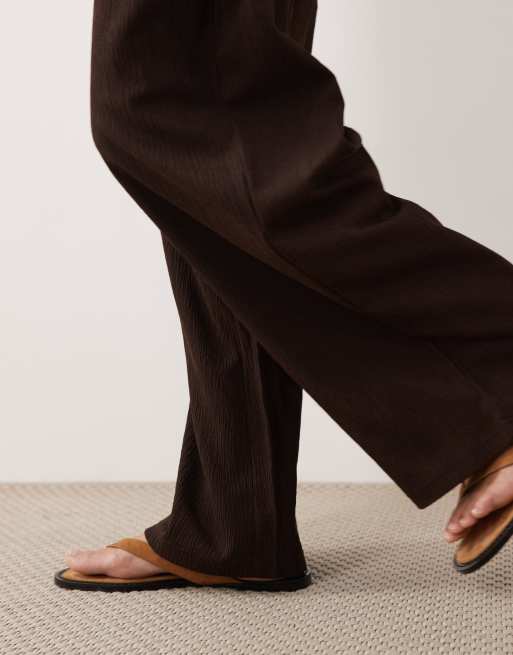 JDY loose trousers co-ord in chocolate brown, 3 of 5