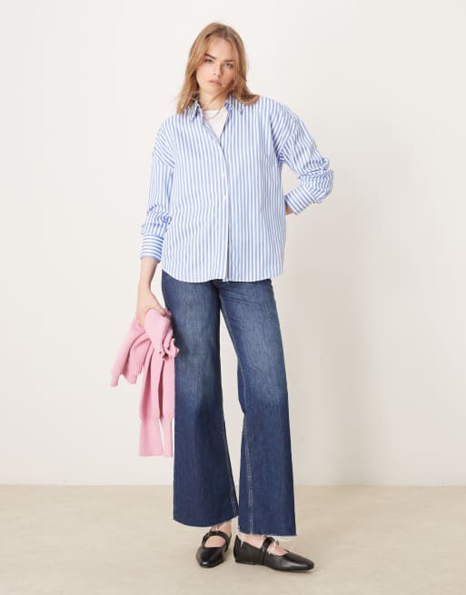 JDY - Los overhemd in blauw gestreept, 2 van 4