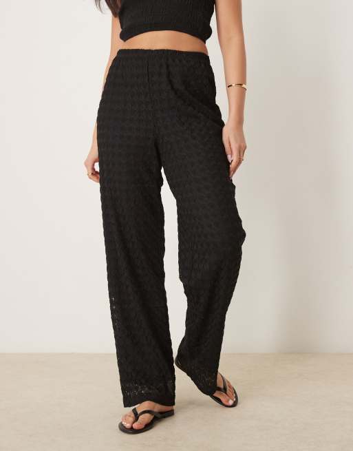 JDY - Losse broek met textuur in zwart