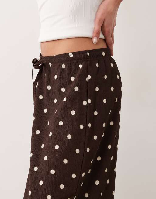 JDY - Losvallende broek met textuur in bruin met stippen, 5 van 5