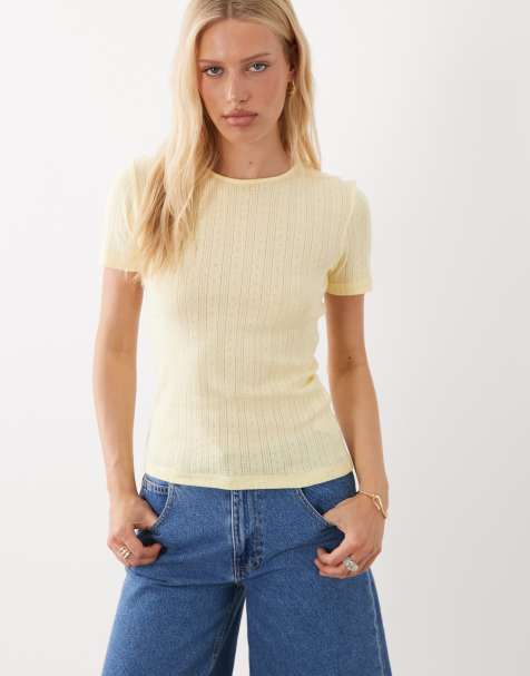 JDY - Lysegul T-shirt i pointelle - view 1