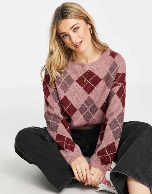 JDY - Lyserød trøje i strikket jacquard