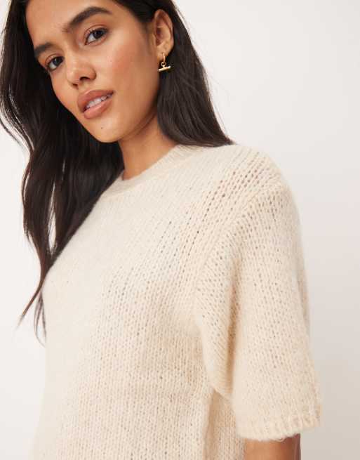 JDY - Maglione a maniche corte color pietra, 3 di 4