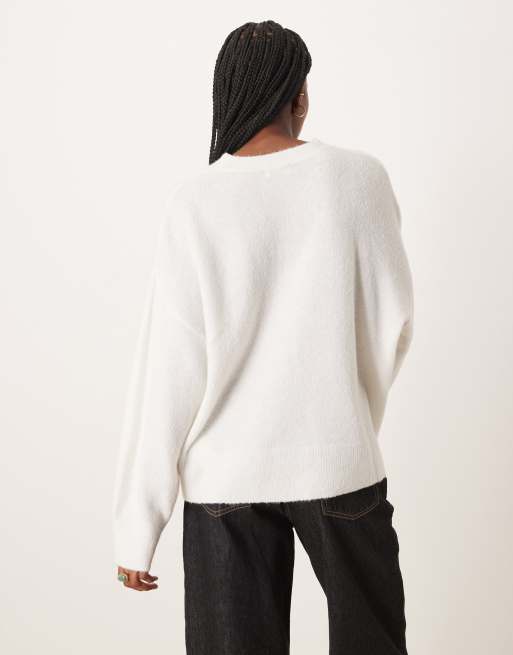 JDY - Maglione con spalle scese bianco, 4 di 4