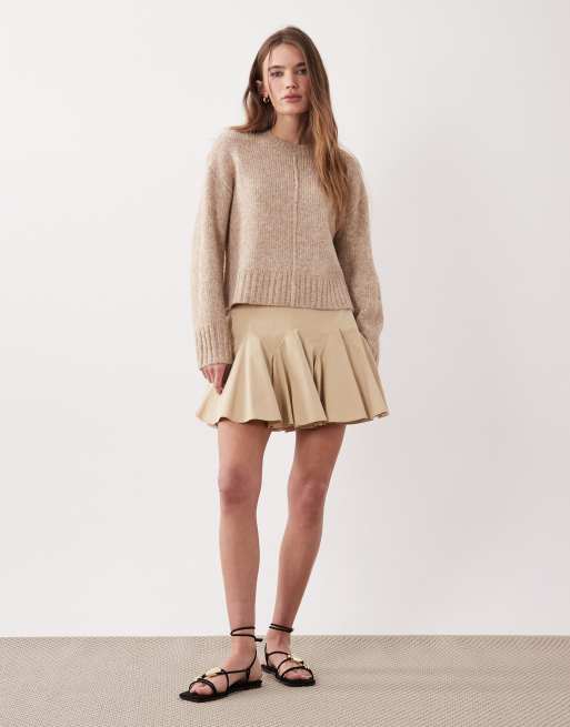 JDY - Maglione girocollo squadrato beige con cuciture a vista, 3 di 4