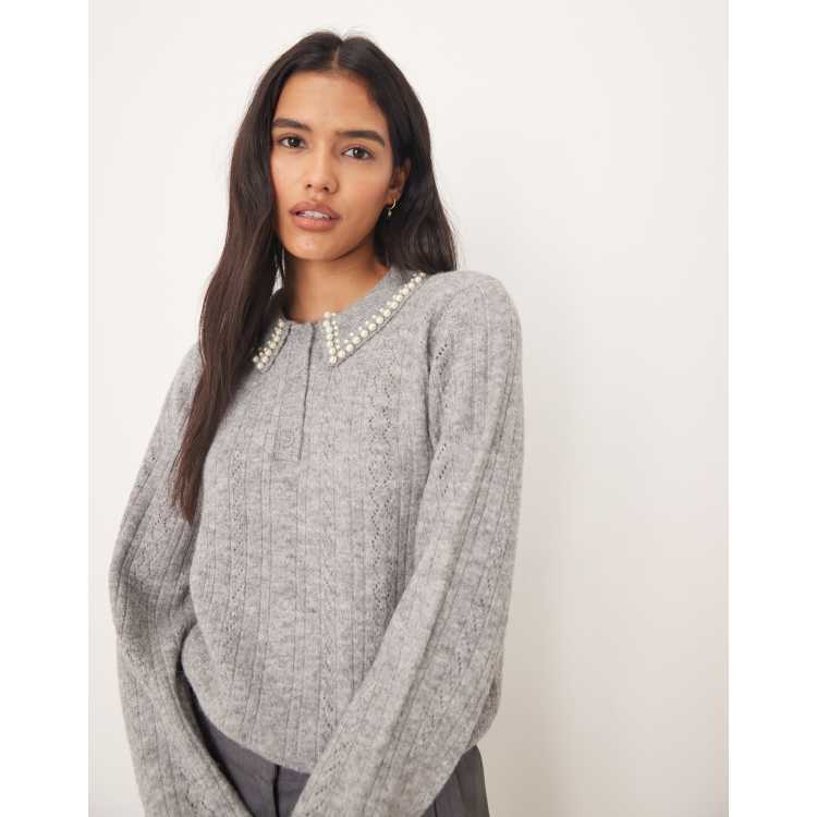 JDY JDYJUSTY ZIP NECK STRIPE - Maglione - black/eggnog/nero