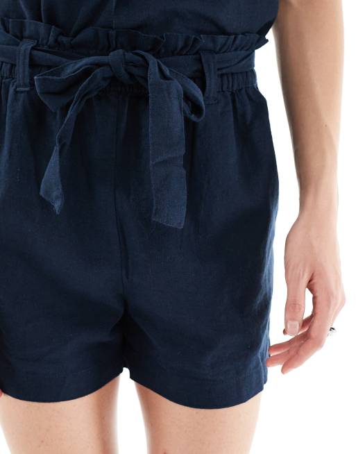 JDY - Marineblå shorts med bindedetalje i hørblanding - Del af sæt, 5 af 5
