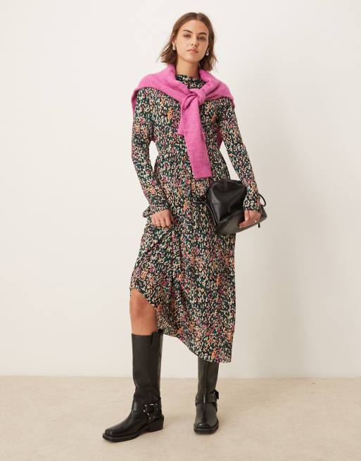 JDY - Maxi jurk met bloemenprint in zwart 