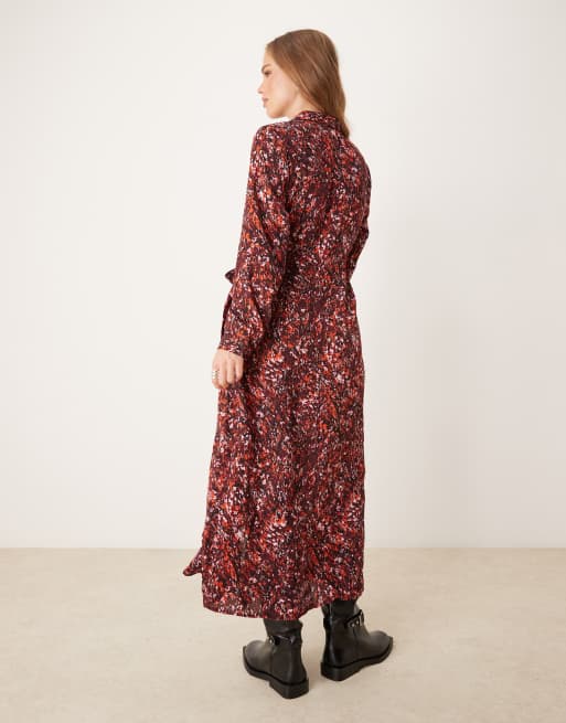 JDY - Maxi jurk met overslag en abstracte print in multi, 4 van 4