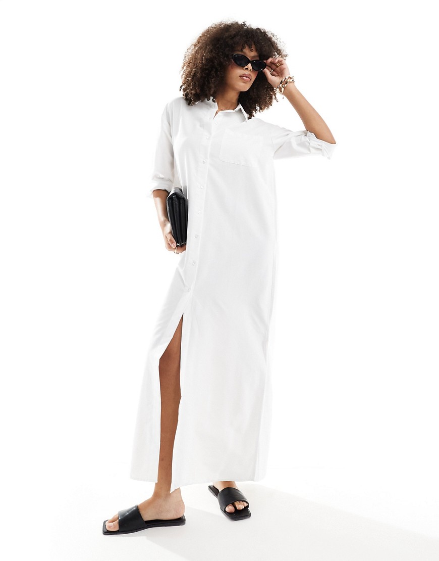 maxi shirt dress in white