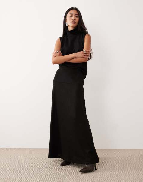 JDY maxi skirt co-ord in black - view 1