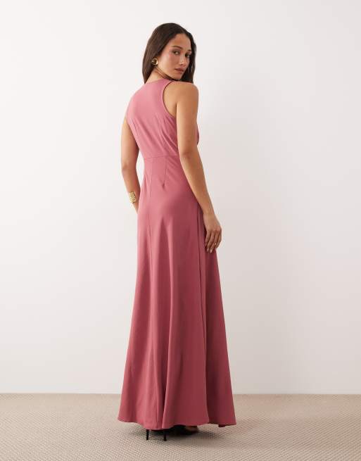 JDY – Maxikleid in Staubrosa mit V-Ausschnitt, 4 von 4