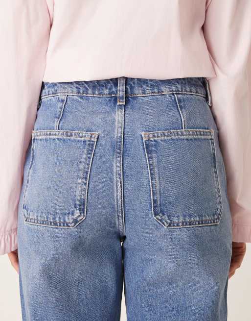 JDY - Maya - Jeans met hoge taille en wijde pijpen in middenblauw, 4 van 5
