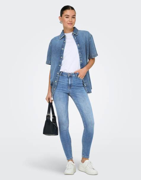 JDY – Mellanblå jeans med smal passform - view 1
