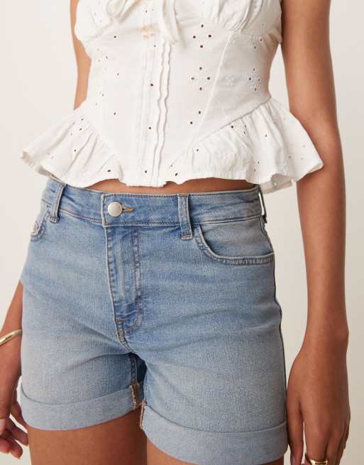 JDY – Mellanblå jeansshorts med uppvikt kant, 2 av 5