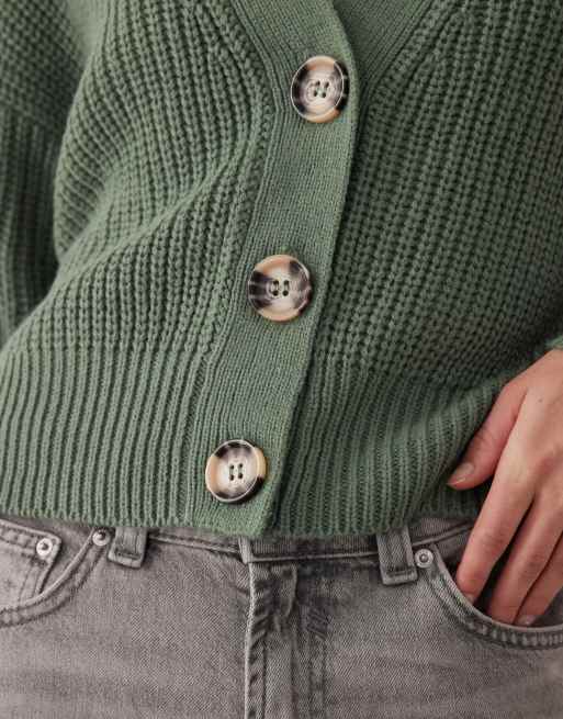 JDY – Mellangrön kofta i slouchy-stil med långa ärmar, 3 av 4