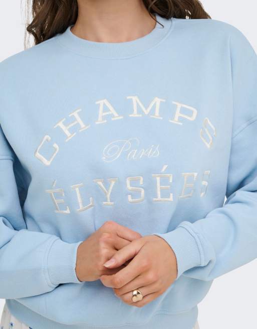 JDY Mesa sweatshirt med rund halsringning, långa ärmar och broderi i blått, 5 av 7
