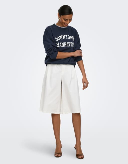JDY Mesa sweatshirt med rund halsringning, långa ärmar och broderi i blått, 3 av 7